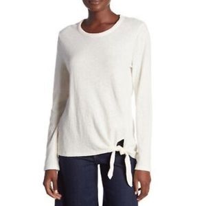 Madewell Side Tie Long Sleeve Top Ivory White Neutral Minimalist Size Large